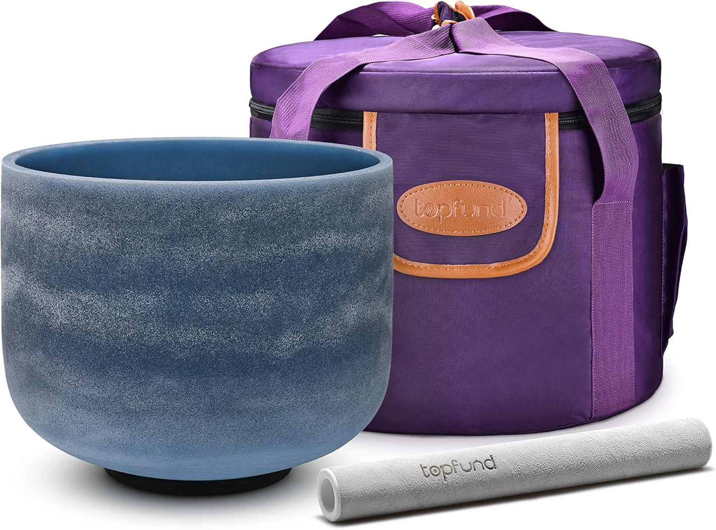 TOPFUND F Note Crystal Singing Bowl Heart Chakra 8 inch with Heavy Duty Carrying Case and Suede Striker