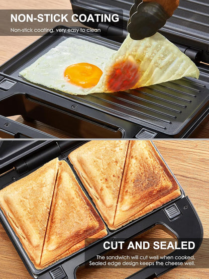 Reemix 3-in-1 Waffle, Grill & Sandwich Maker, Panini Press Grill and Waffle Iron Set with Removable Non-Stick Plates, Perfect for Cooking Grilled Cheese, Tuna Melts, Burgers, Steaks and Snacks, Black