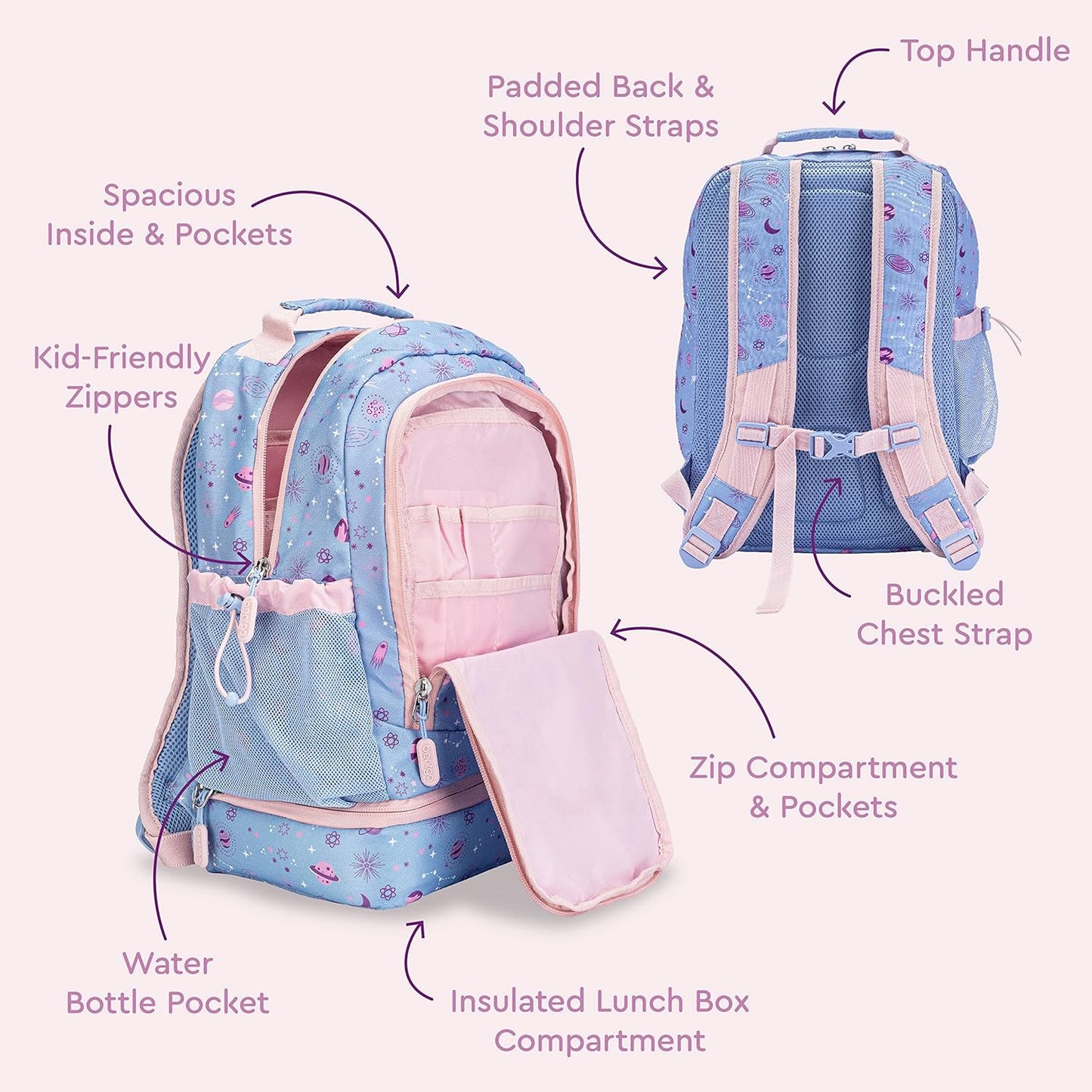 Bentgo Kids Prints 2-in-1 Backpack & Insulated Lunch Bag (Dinosaur)