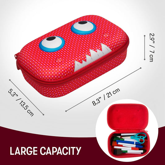 ZIPIT Beast Pencil Box for Kids | Pencil Case for School | Organizer Pencil Bag | Large Capacity Pencil Pouch (Red)