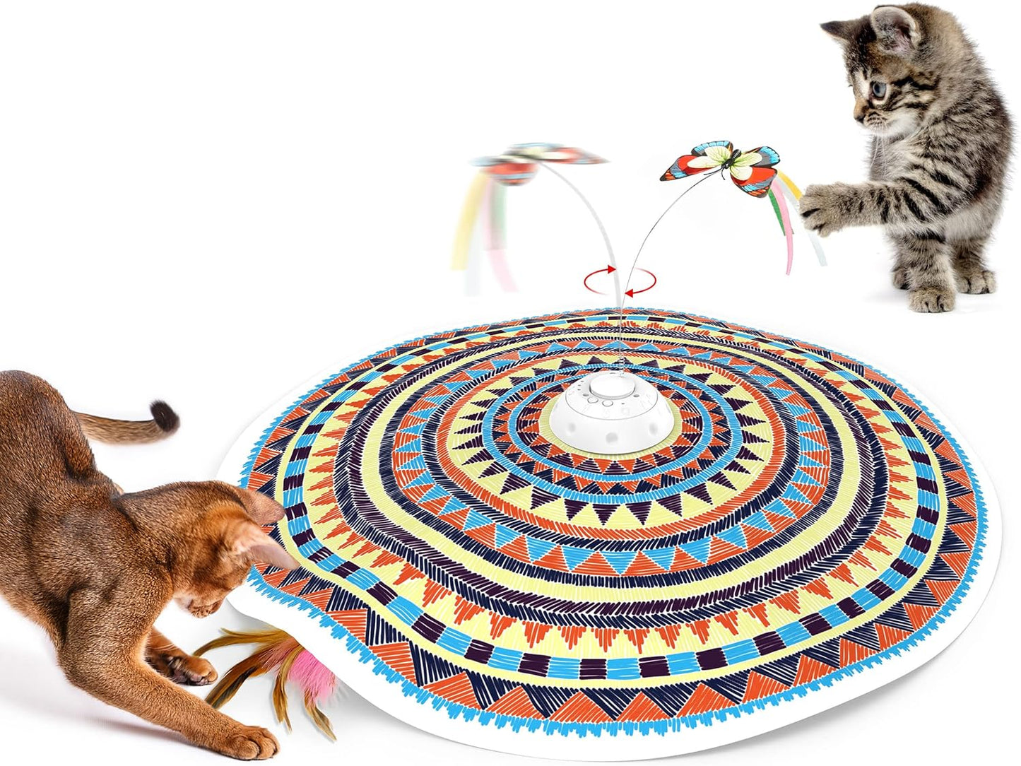 Potaroma Cat Toys Chargeable, 3in1 Hide and Seek for Kittens, Interactive Automatic Play, Fluttering Butterfly, Moving Wand Feather, Indoor Kitty Exercise 22.8 Inch Cover for All Breeds