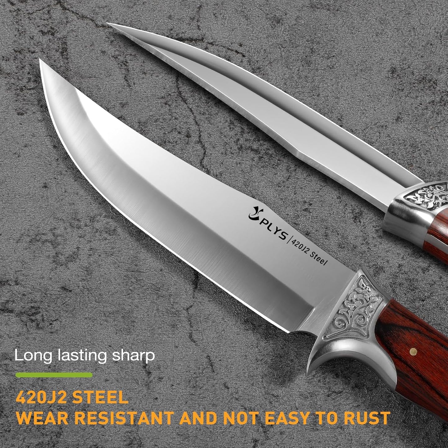 Hunting Knife with Sheath Camping Knife: Fixed Blade Outdoor Knives for Men - 17.5cm Sharp Blade Full Tang Bushcraft Knives for Survival