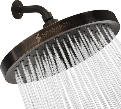 SparkPod Shower Head - High Pressure Rain - Premium Quality Luxury Design - 1-Min Install - Easy Clean Adjustable Replacement for Your Bathroom Shower Heads (Luxury Polished Chrome, 6 Inch Round)