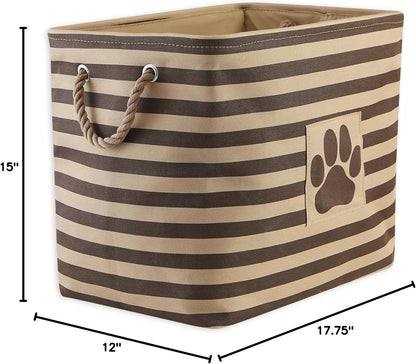 DII Bone Dry RoundSmall Pet Toy and Accessory Storage Bin, 12"(Dia) x9(H), Collapsible Organizer Storage Basket for Home Decor, Pet Toy, Blankets, Leashes and Food-Gray Stripes