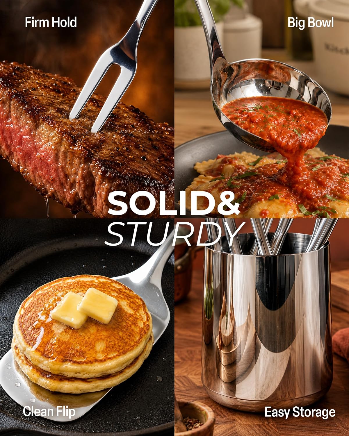 Zulay Kitchen Stainless Steel 8 Piece Cooking Utensil Set