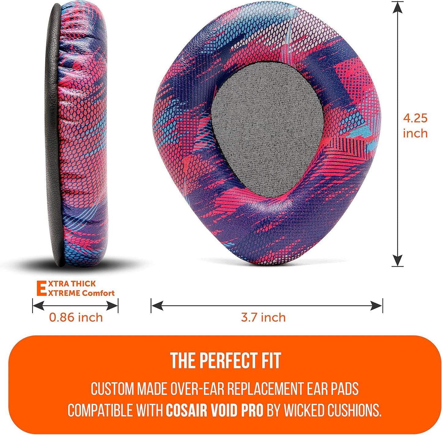 WC Upgraded Replacement Earpads for Corsair Void & Corsair Void Pro Wired & Wireless Gaming Headsets Made by Wicked Cushions | Improved Durability, Thickness, and Sound Isolation | (Speed Racer)