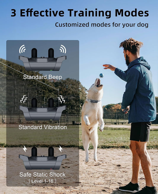 Bousnic Dog Shock Collar with Remote - [New Edition] 4000FT Dog Training Collar for Large Medium Small Dogs (8-120lbs) Waterproof Rechargeable E Collar with Beep, Vibration, Safe Shock (Grey) - PuriLite