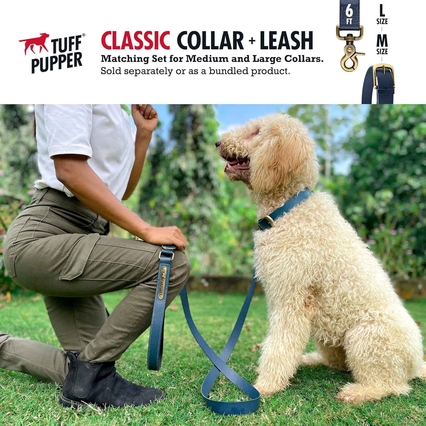 Tuff Pupper Classic Heavy Duty Dog Collar | 10x Stronger Than Leather | 100% Waterproof & Odor Proof Dog Collar | Tough Rust-Proof All Metal Hardware