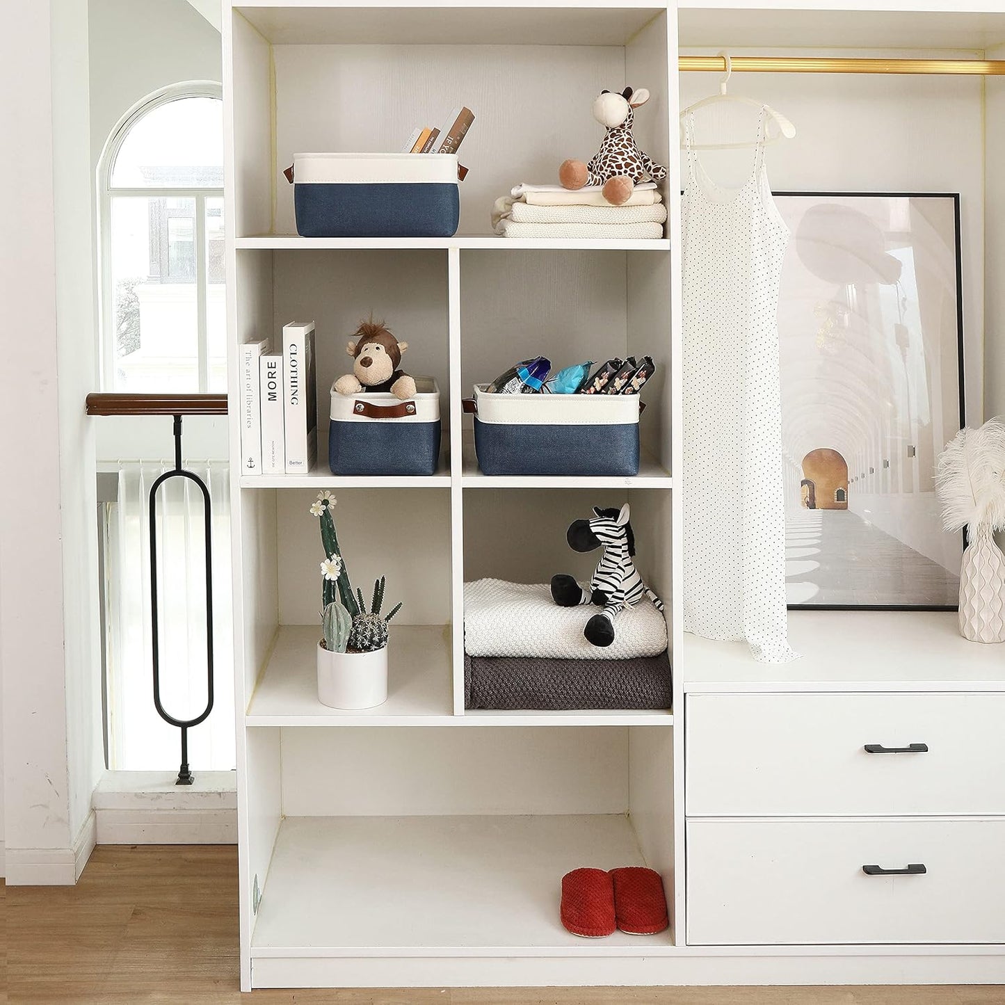 OrganiHaus Large Fabric Storage Baskets for Shelves 3 Pack, 15x11in Closet Storage Bins for Shelves, Cloth Baskets, Fabric Storage Cubes, Linen Closet Organizers, Fabric Basket, White Basket