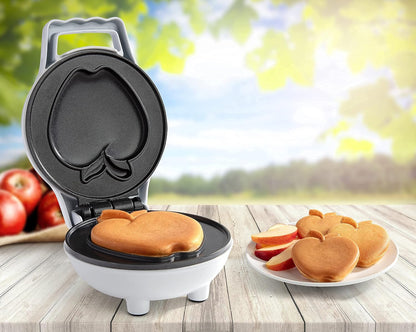 Mini Apple Waffle Maker - Make Breakfast Special for Kids or Adults w Individual 4 Inch Waffler Iron, Electric Non Stick Breakfast Kitchen Appliance, Great for College Dorms