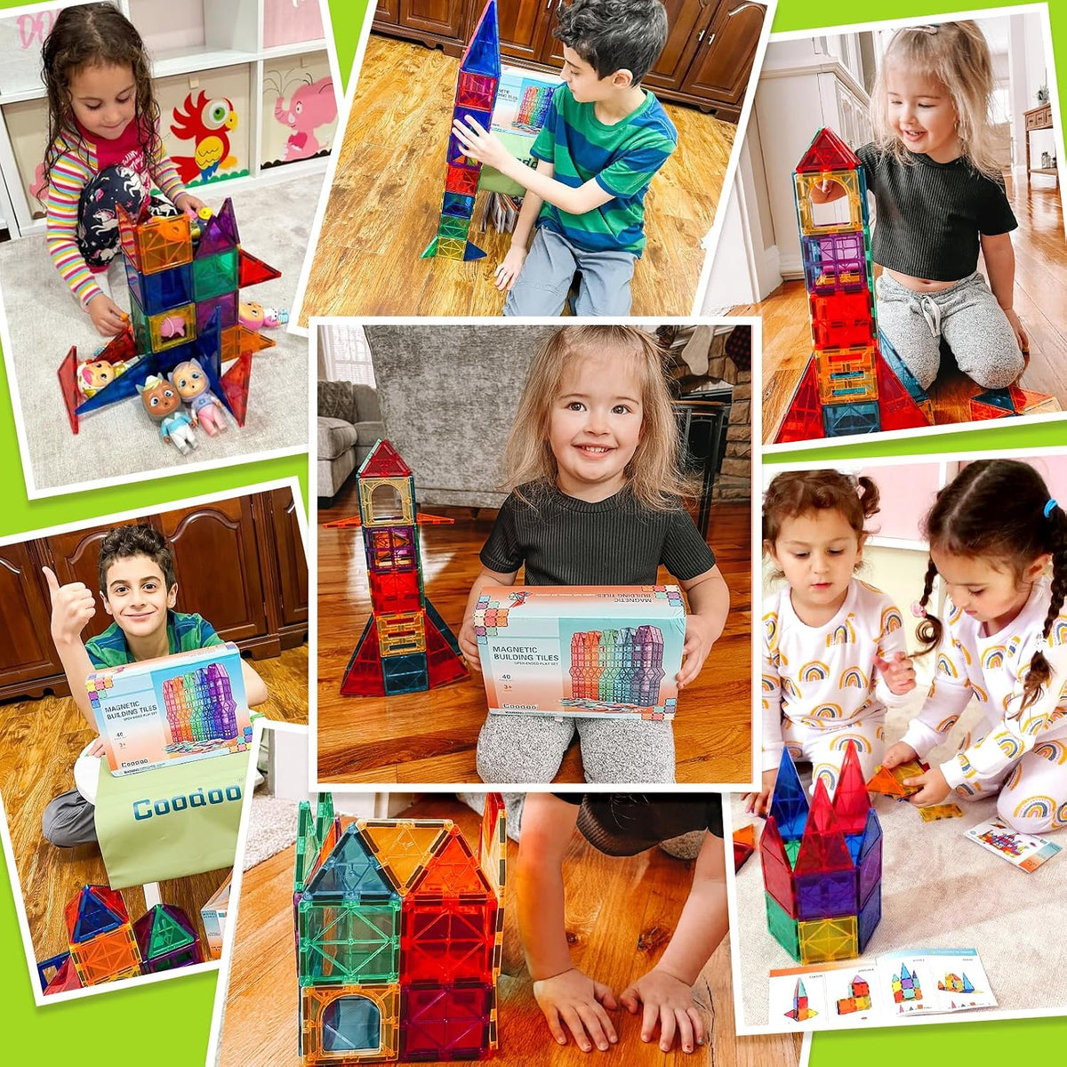 Magnetic Tiles Kids Toys STEM Magnetic Blocks Building Magnet Toy 40PCS