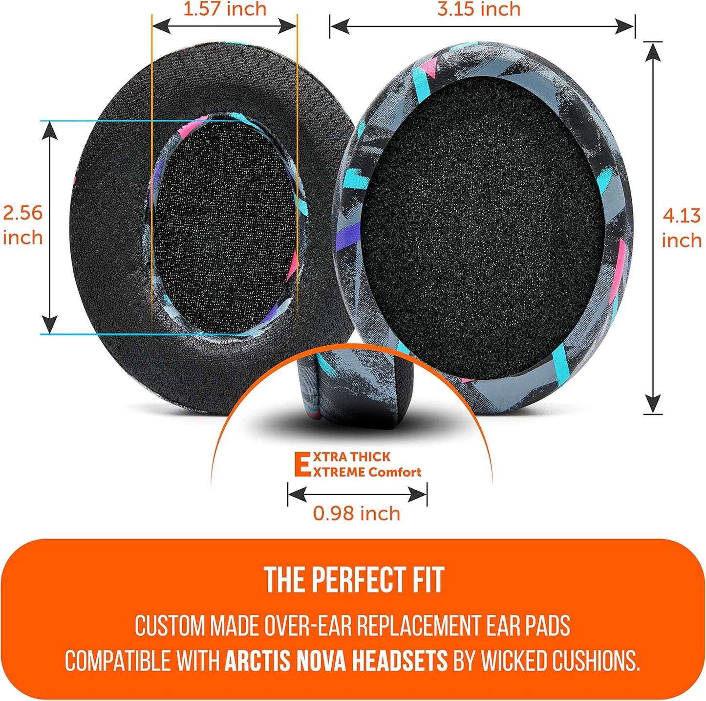 WC Freeze for Arctis Nova - Hybrid Fabric Cooling Gel Replacement Earpads for Arctis Nova Pro Wired, Nova 7, 5, 4, 3, 1 - Made by Wicked Cushions (Does Not Fit Nova Pro Wireless) | Black