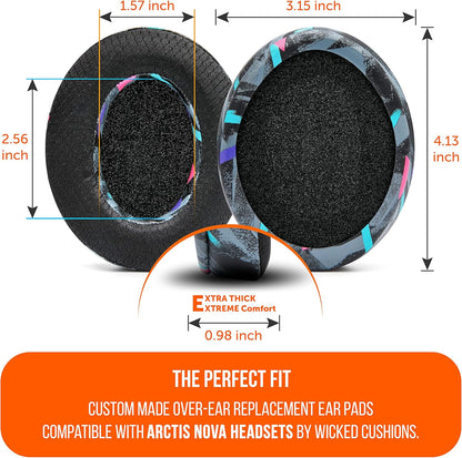 WC Freeze for Arctis Nova - Hybrid Fabric Cooling Gel Replacement Earpads for Arctis Nova Pro Wired, Nova 7, 5, 4, 3, 1 - Made by Wicked Cushions (Does Not Fit Nova Pro Wireless) | Black
