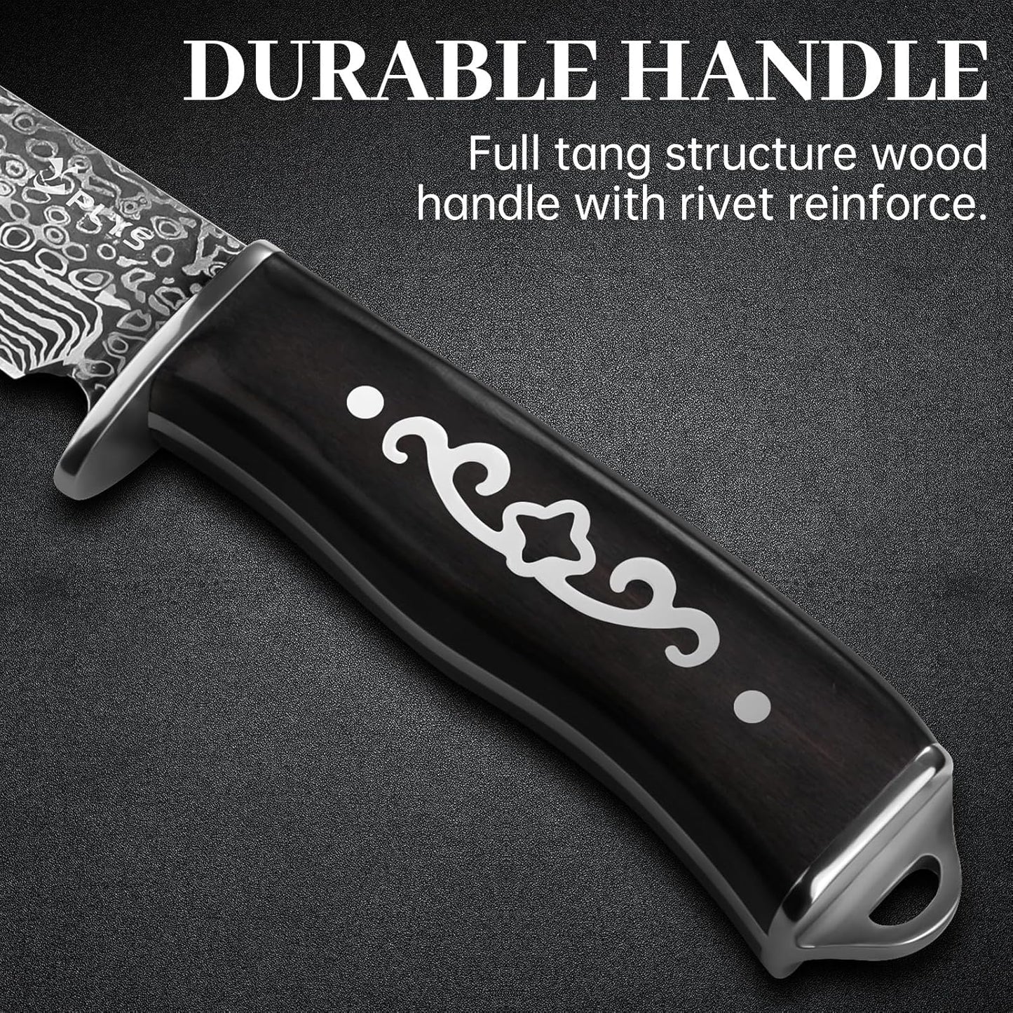 Hunting Knife with Sheath Camping Knife: Fixed Blade Outdoor Knives for Men - 17.5cm Sharp Blade Full Tang Bushcraft Knives for Survival