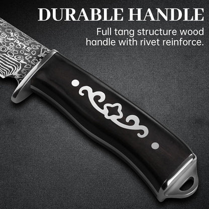 Hunting Knife with Sheath Camping Knife: Fixed Blade Outdoor Knives for Men - 17.5cm Sharp Blade Full Tang Bushcraft Knives for Survival