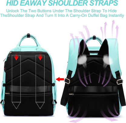 Laptop Backpack for Women Men, Water Resistant Travel Work Backpacks Purse Stylish College Business Teacher Nurse Computer Bag, Fits 17.3" Laptop Light Blue