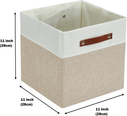 DECOMOMO Fabric Cube Storage Bin - Storage Baskets for Shelves, Kallax (Grey & White, 13 inch Cube) - 4 Pack