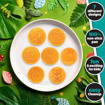 Animal Mini Pancake Pan - Make 7 Unique Flapjack Zoo Animals, Including a Elephant, Giraffe and More- Nonstick Pan Cake Maker Griddle for Breakfast Fun & Easy Cleanup, Unique Holiday Breakfast or Gift