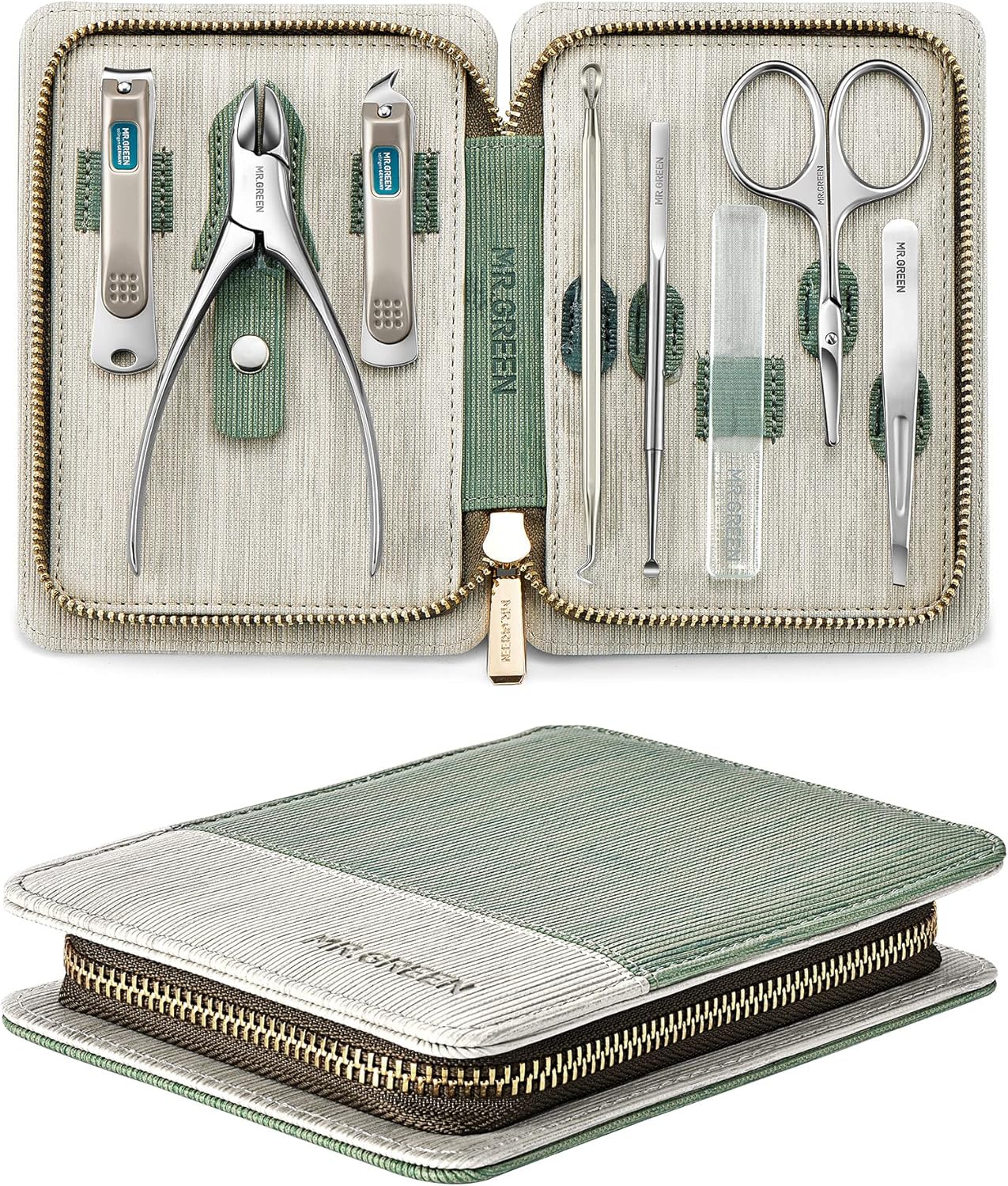 Manicure Set, Pedicure Sets, Nail Clipper Sets, Stainless Steel Professional Nail Cutter Kits with Travel Case (12 Count)