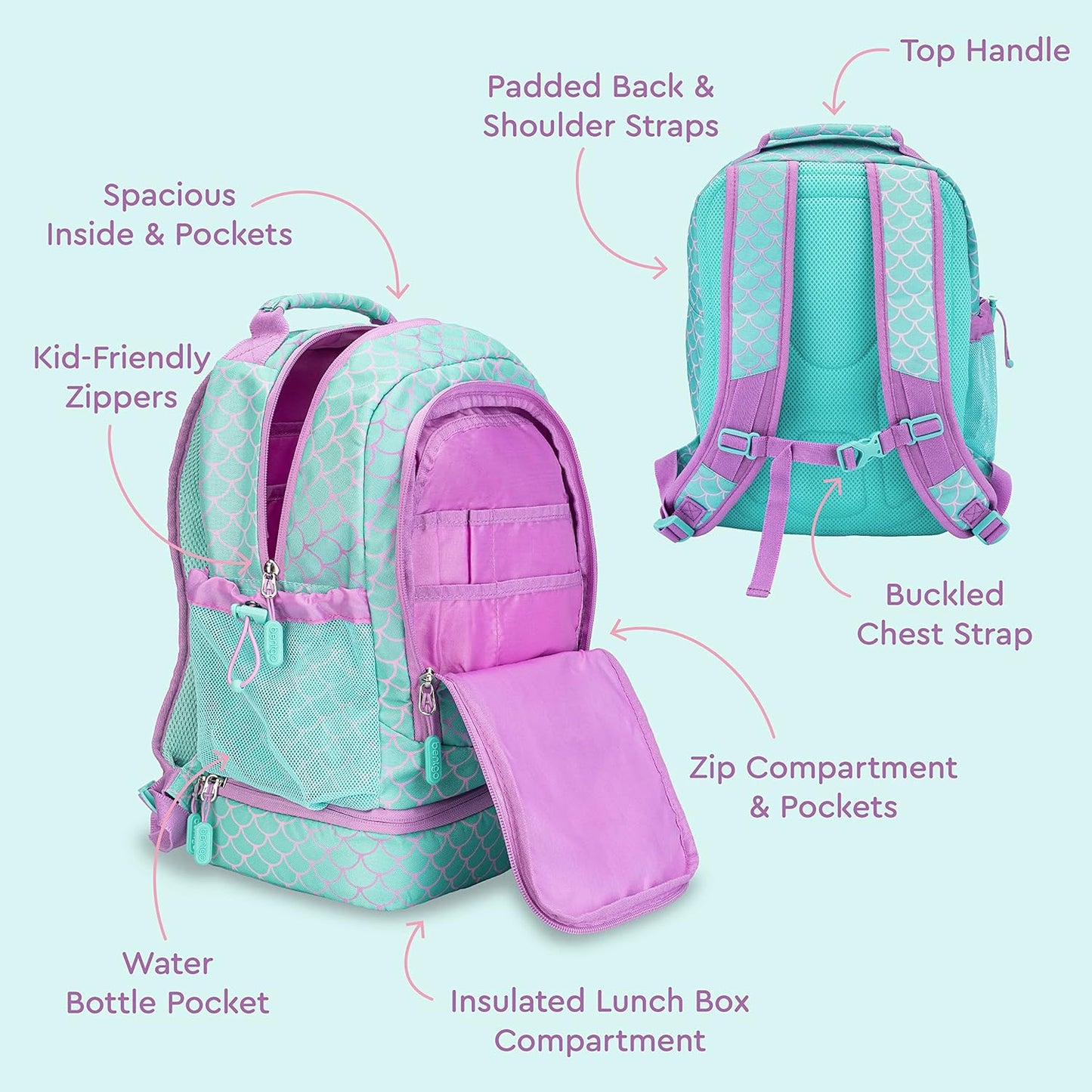Bentgo Kids Prints 2-in-1 Backpack & Insulated Lunch Bag (Dinosaur)