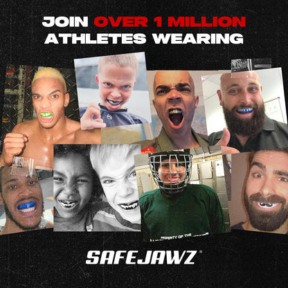 SAFEJAWZ Mouthguard Strapless Slim Fit, Adults and Junior with Case for Boxing, Basketball, Football, MMA, Martial Arts, Hockey and All Contact Sports (Adults (12+ Years), Black)