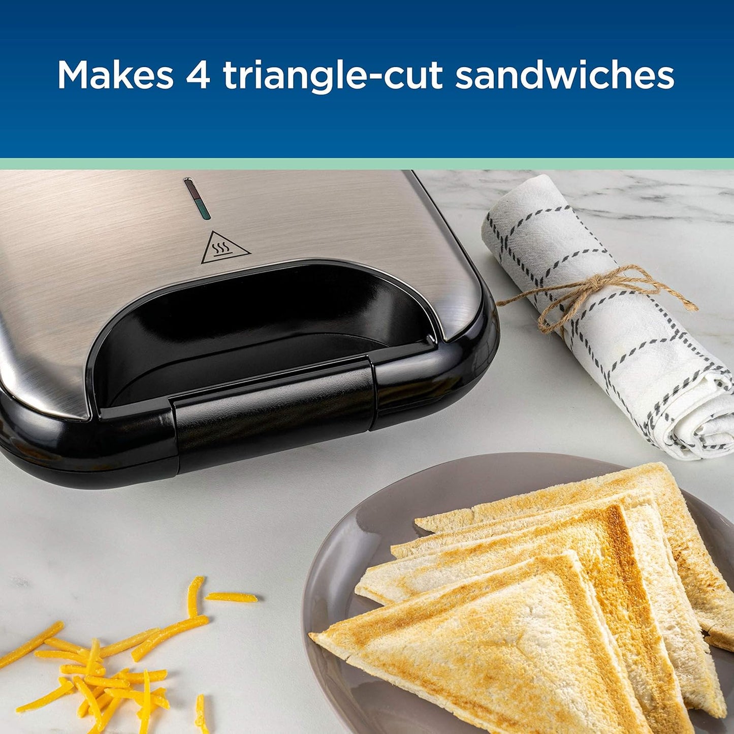 Oster DiamondForce Sandwich Maker, Stainless Steel & Black