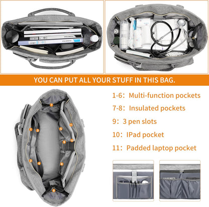 Laptop Tote Bag, Middle Size Computer Messenger Teacher Bag with 15.6'' Padded Laptop Sleeve - PuriLite