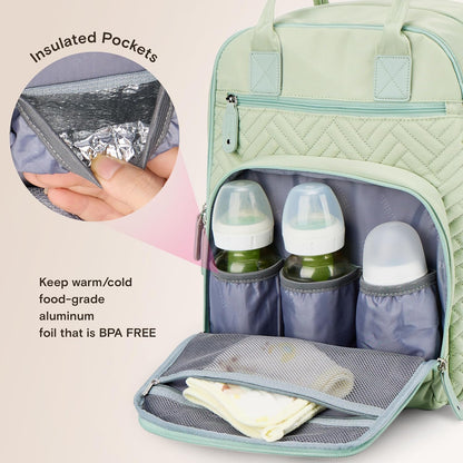 Diaper Bag Backpack, iniuniu Large Baby Bags with Diaper Pouch, Washable Changing Pad, Pacifier Case and Stroller Straps