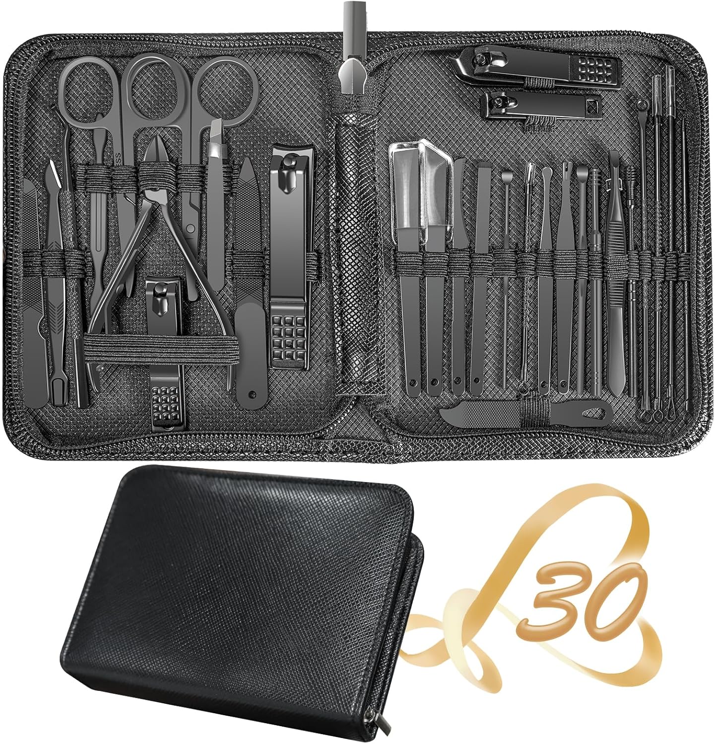 Manicure Set 30 in 1 Nail Clipper set, REDFLOW nail clippers, fingernail & toenail clippers, Manicure Tools, pedicure tools, Suitable for Travel Manicure Kit, Nail Set Kit With Everything Profe