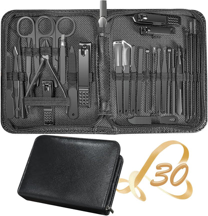 Manicure Set 30 in 1 Nail Clipper set, REDFLOW nail clippers, fingernail & toenail clippers, Manicure Tools, pedicure tools, Suitable for Travel Manicure Kit, Nail Set Kit With Everything Profe