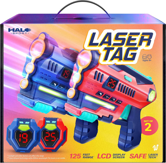 Halo Sport Laser Tag Set of 2 – Lazer Tag Guns & Vests with LCD Display, Indoor & Outdoor Battle Game, Birthday & Christmas Gift for Boys Ages 8–12, Teens 8–13 - PuriLite