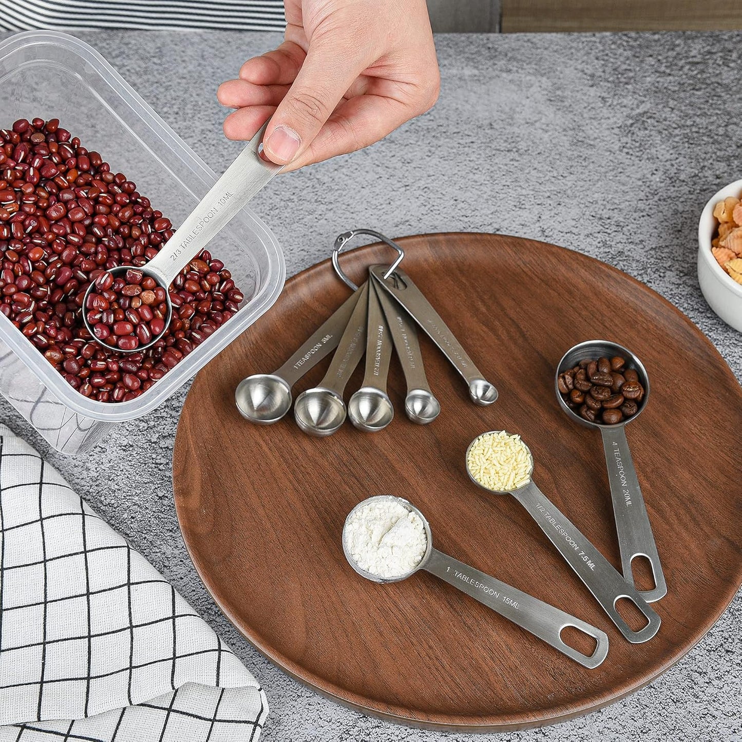 Smithcraft Measuring Cup Set of 8 Stainless Steel Measuring Cups18/8(304) Steel Material Heavy Duty 8 Measuring Cups and 1 Ring Set of 9