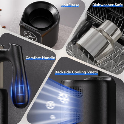 Milk Frother Electric, 5-in-1 Milk Steamer 600ML/20oz, 550W Split Stainless Steel Automatic Foamer, Smart Touch Control Milk Warmer, Hot & Cold for Coffee, Chocolate, Latte Cappuccino