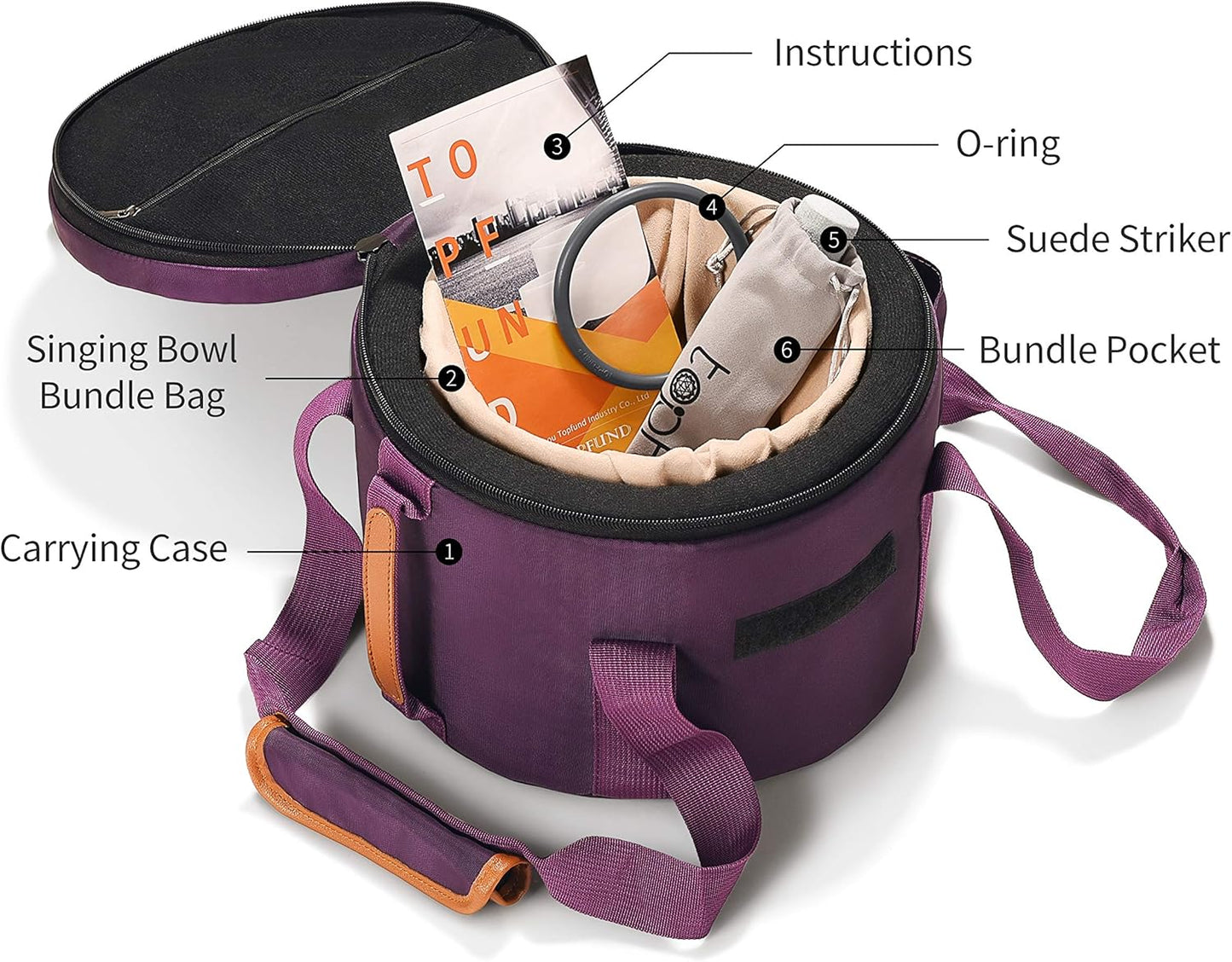 TOPFUND F Note Crystal Singing Bowl Heart Chakra 8 inch with Heavy Duty Carrying Case and Suede Striker