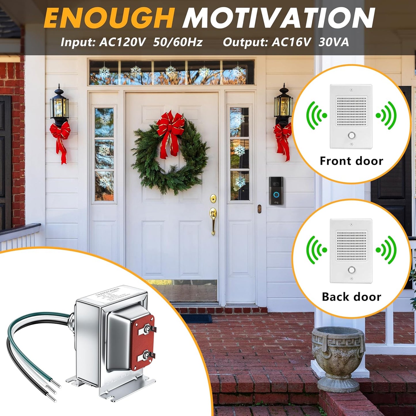 GGOY 24V 40VA Thermostat and Doorbell Transformer Adapter Compatible with Nest Hello Doorbell, Ecobee, Saswell, Nest, Sensi and Honeywell Thermostat, All Versions of Ring Door Bell Power Supply