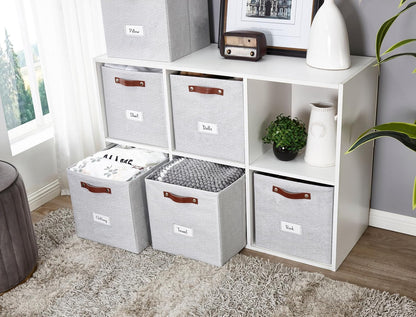 DECOMOMO Cube Storage Bin, Storage Cubes with Labels, Baskets for Shelves Kallax Linen Closet Organizers (Cube 10.5x11"/ 6pcs, Black)