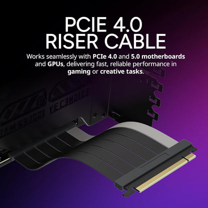 Cooler Master MasterAccessory Vertical GPU Card Holder Kit V3 – PCIe 4.0 x16 Premium Riser Cable, Adjustable Vertical GPU Mount for ATX & mATX PC Cases