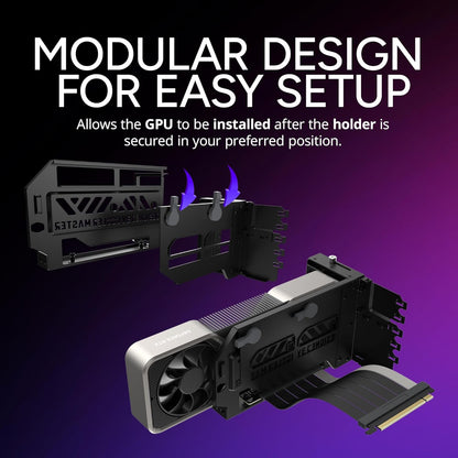 Cooler Master MasterAccessory Vertical GPU Card Holder Kit V3 – PCIe 4.0 x16 Premium Riser Cable, Adjustable Vertical GPU Mount for ATX & mATX PC Cases
