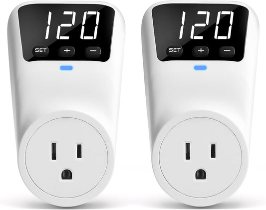 BSEED Surge Protector, 1800W Wall Surge Protector for Refrigerator, TV, PC, Home Appliance, Voltage Regulator with LED Display Screen, Adjustable Voltage Protector, 15A, 120V, 2 Pack