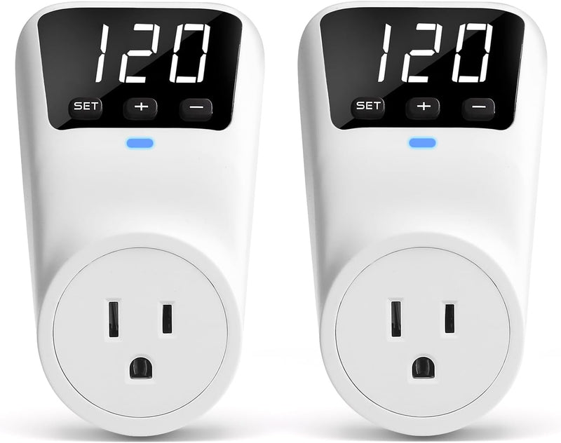 BSEED Surge Protector, 1800W Wall Surge Protector for Refrigerator, TV, PC, Home Appliance, Voltage Regulator with LED Display Screen, Adjustable Voltage Protector, 15A, 120V, 2 Pack