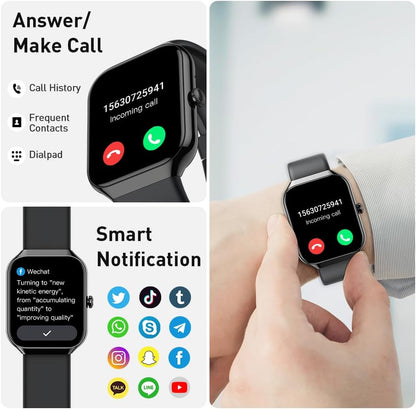 Smart Watch for Men Women with Bluetooth Call, 1.96" Smartwatch with Heart Rate Sleep Monitor Step Counter, 110+ Sport Modes Fitness Watch, IP68 Waterproof Fitness Trackers Compatible with iOS Android