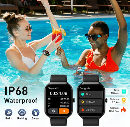 Smart Watch for Men Women with Bluetooth Call, 1.96" Smartwatch with Heart Rate Sleep Monitor Step Counter, 110+ Sport Modes Fitness Watch, IP68 Waterproof Fitness Trackers Compatible with iOS Android
