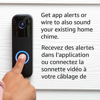 Blink Video Doorbell (newest model), Two-way audio, HD video, motion and chime app alerts, and Alexa enabled — wired or wire-free (Black)