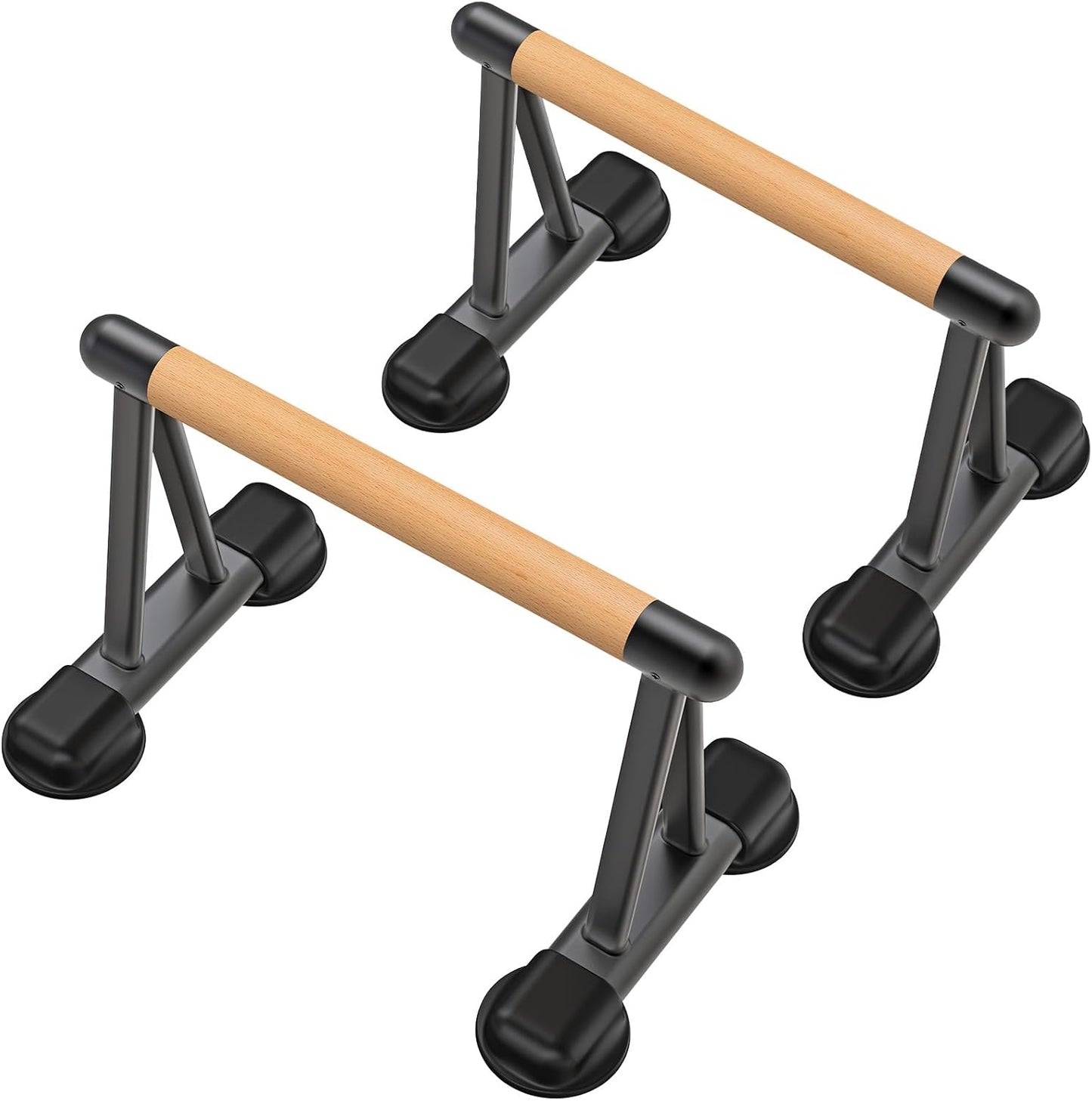 Push Up Bar – 12” High Parallettes Bars with Wooden Handles – Heavy-Duty Calisthenics Equipment for Handstand, L-Sit, Dips & Strength Training - PuriLite