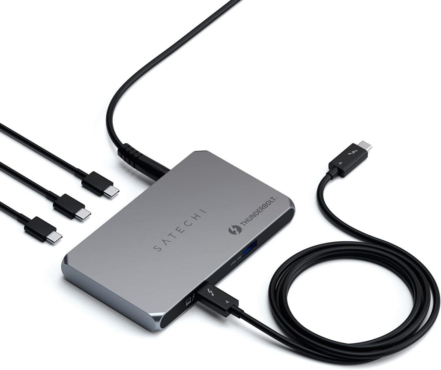 Satechi Thunderbolt 4 Slim Hub 5-in-1, USB C 60W Charging, Single 8k or Dual 4K Display, 4 Thunderbolt 4 Ports, USB 3.2 Gen2 - Compatible with USB4/ Thunderbolt 4 Macs and USB4/ Thunderbolt 4 Windows