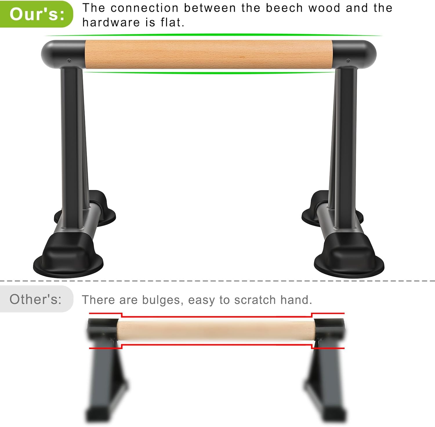 Push Up Bar – 12” High Parallettes Bars with Wooden Handles – Heavy-Duty Calisthenics Equipment for Handstand, L-Sit, Dips & Strength Training - PuriLite