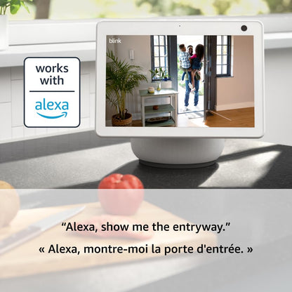 Blink Mini 2 (newest model), Plug-in smart security camera, HD night view in color, built-in spotlight, two-way audio, motion detection, Works with Alexa (White)