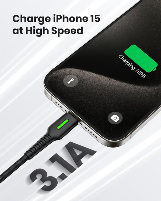 INIU USB C Cable, [3 Pack] 3.1A QC 3.0 Fast Charging Type C Cable, [1.6+6.6+6.6ft] Nylon Braided USB A to USB C Phone Data Cord for iPhone 16/15 Pro Max Samsung S23 S22 S21 Note 10 etc - PuriLite