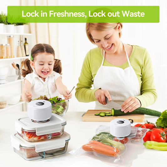 3-in-1 Electric Mason Jar Vacuum Sealer Kit, Food Preservation System for Jars, Containers and Bags, One-Touch Automatic Sealing for Kitchen Storage - PuriLite