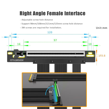 PCIe 5.0 x16 Riser Cable 200mm – 90° Right Angle GPU Extension for RTX 5090 / RTX 4090 / RX 9070 – Vertical GPU Mount Compatible
